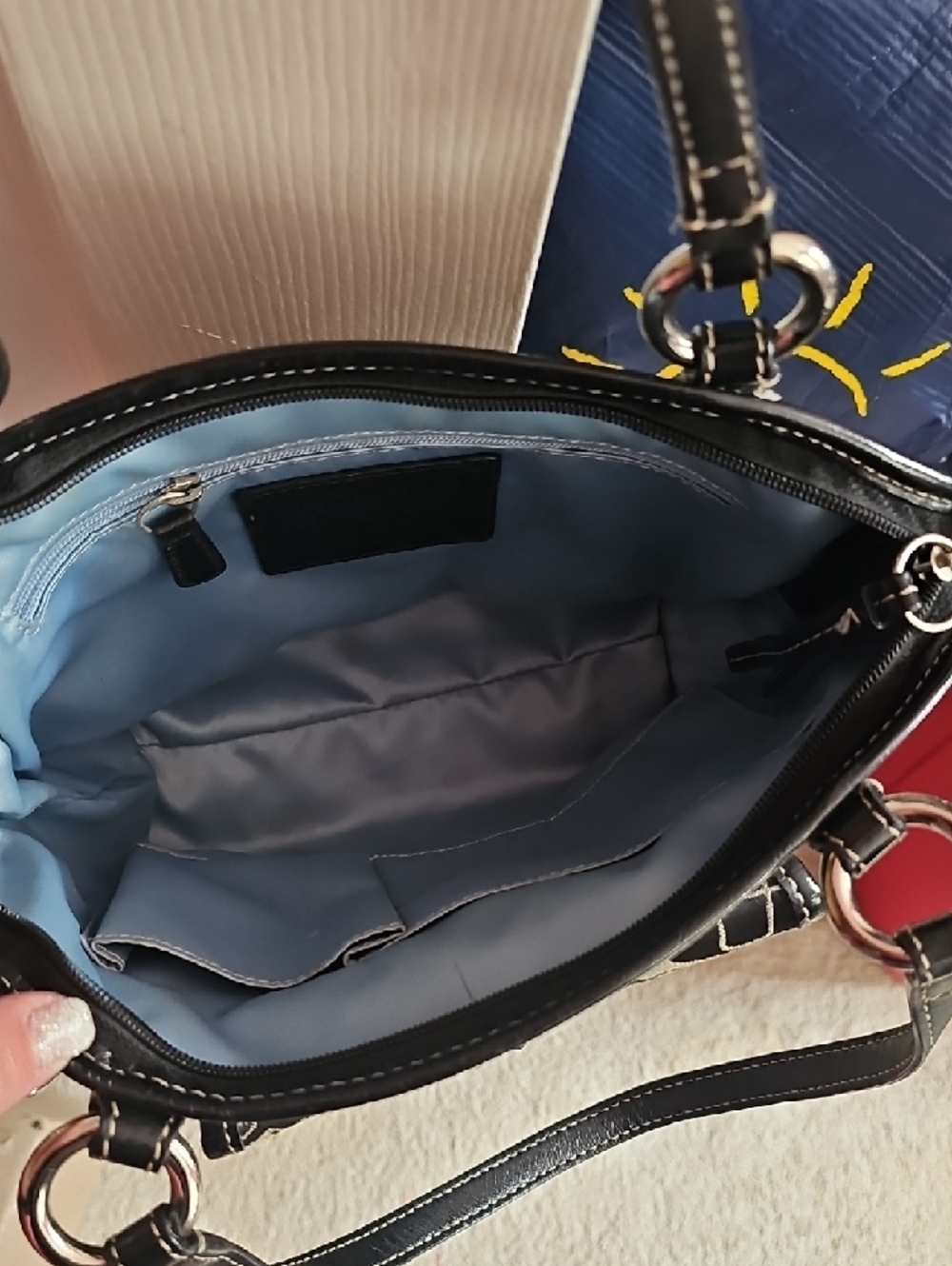 Coach Beige and Black Script & Carriage Shoulder Bag - Picture 6 of 12